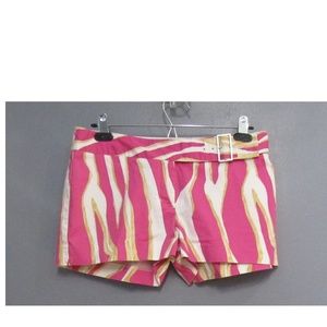Express Design Studio Editor Pink White Tan Shorts
